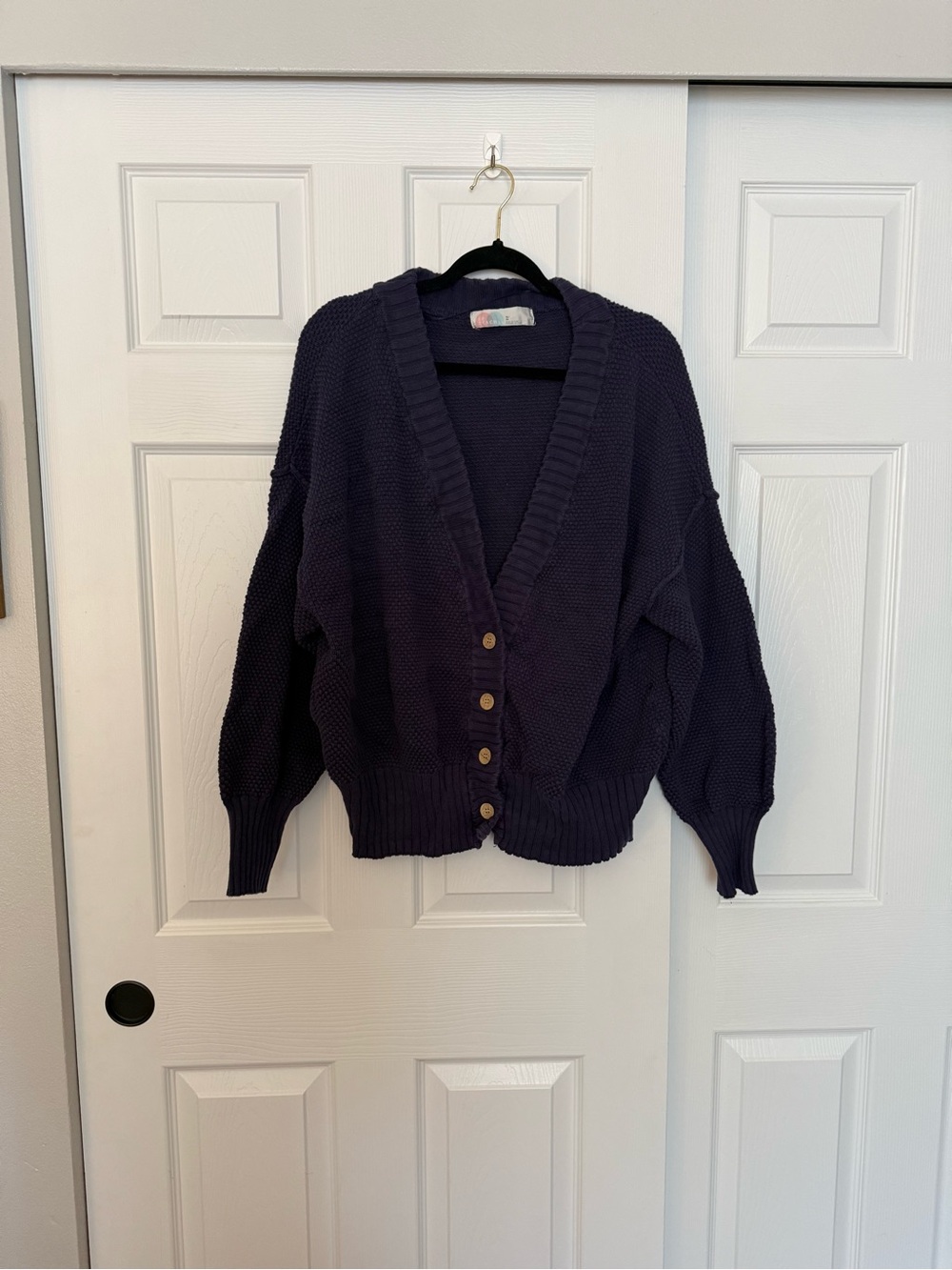Free People Navy Knit Wide-Leg Joggers & Cardigan Set - Picture 2 of 7